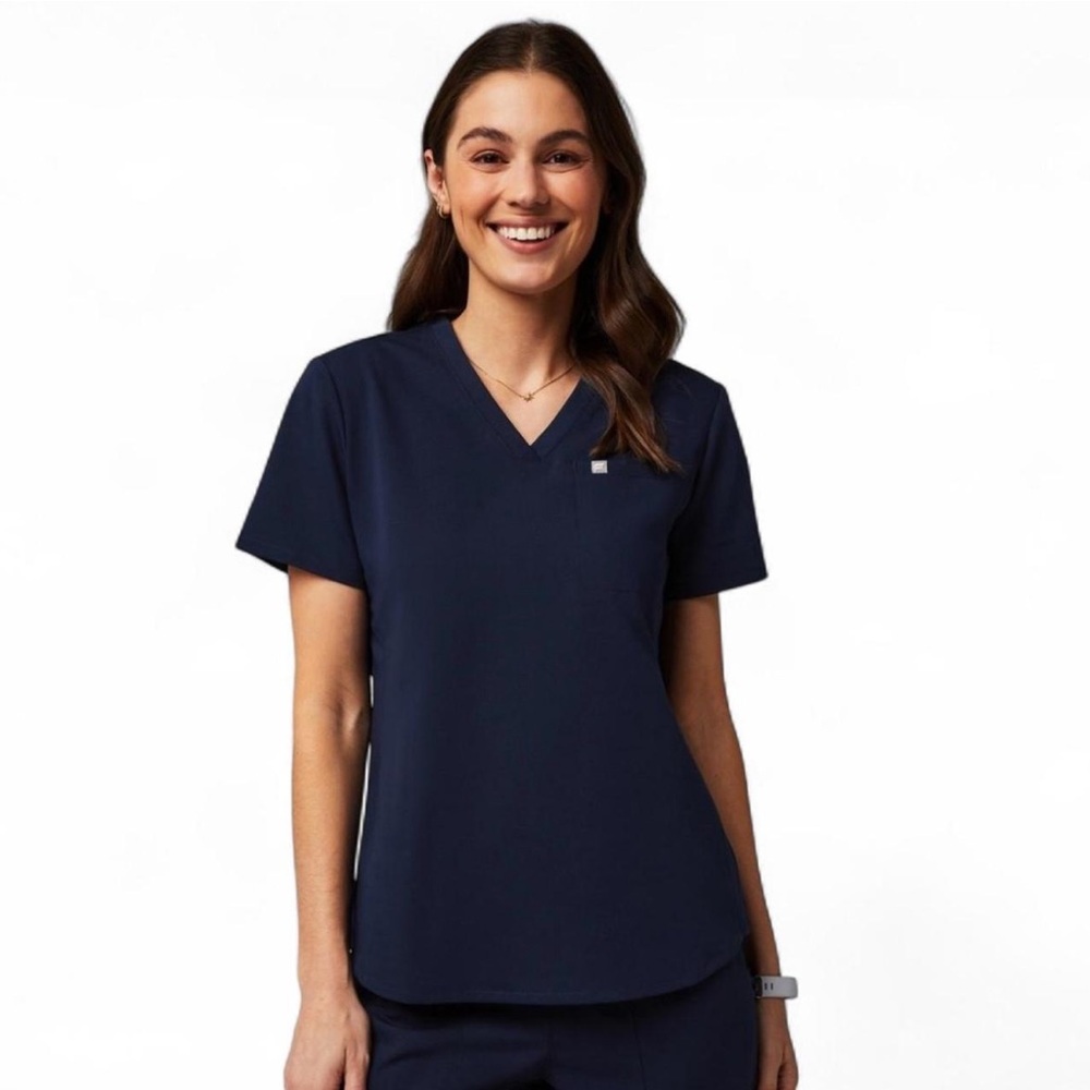 Women's V-Neck Medical Scrub Top - Navy